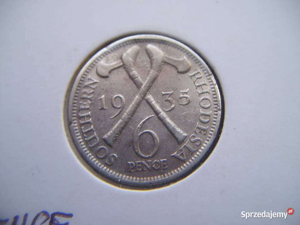Stare monety 6 pens 1935 Rodezja srebro Lesko