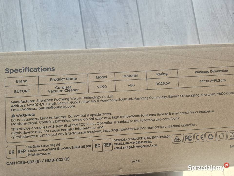 Odkurzacz bezprzewodowy Buture VC90 600W 65KPA Bydgoszcz