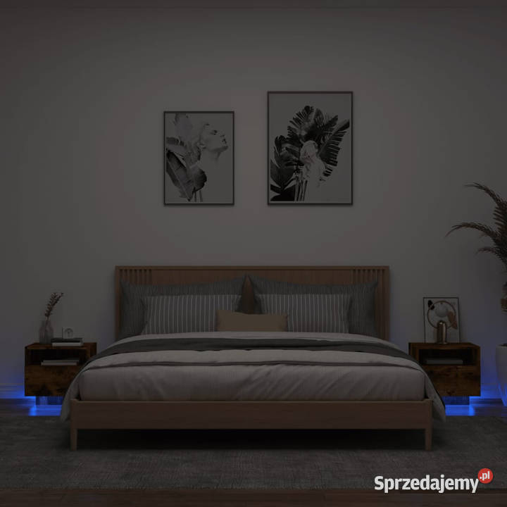 Szafki nocne z LED 2 przydymiony dąb 40x39x37 Warszawa sprzedam