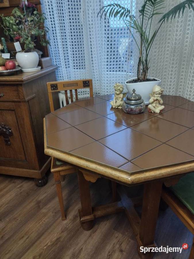 Stary dębowy stół dwa krzesła Toruń