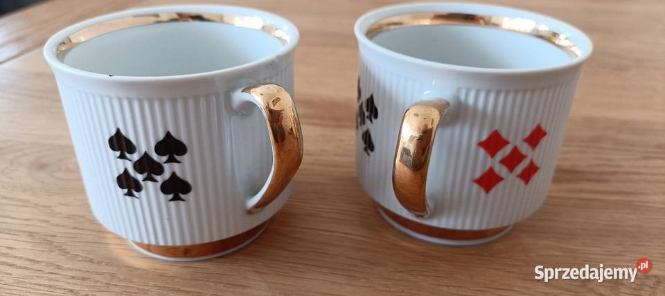 Filiżanki karciane PRL 2 Porcelana i szkło