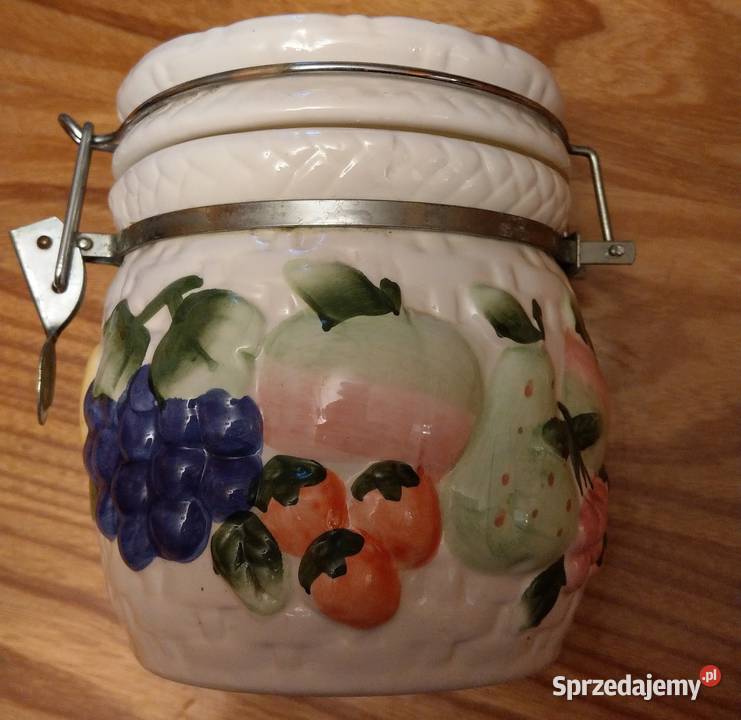 Duży ceramiczny słoik wek z klipsem owoce Warszawa sprzedam