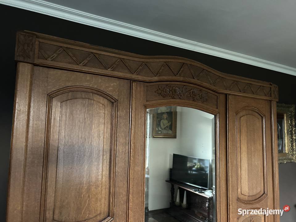 Dębowa francuska szafa z lustrem kryształowym Poznań