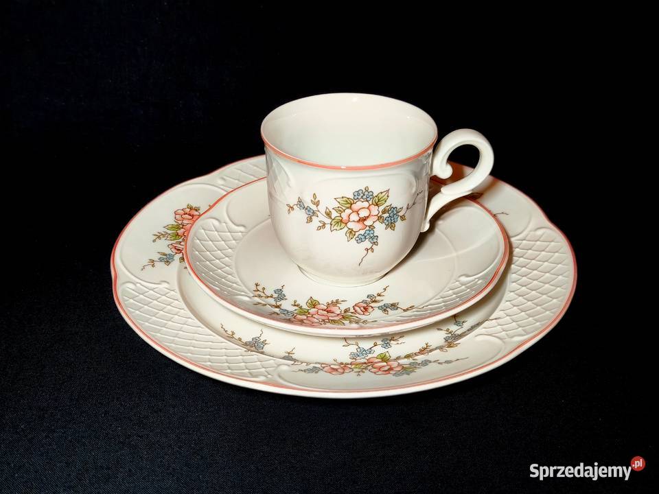 Zestaw kawowy trio Villeroy Boch Rosette Antyki, Sztuka, Kolekcje Chełm