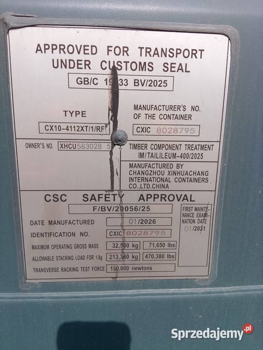 Kontener Morski Magazynowy 12 metrowy 40HC Nowy sprzedam