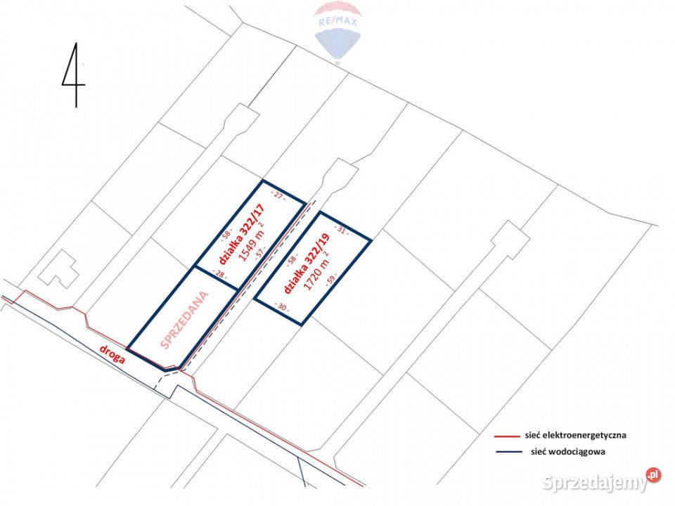 Działka 1720m2 Tomaszew WZ skrzynka energetyczna sprzedam