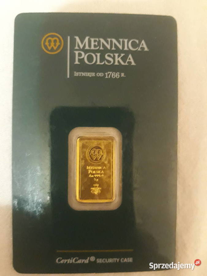 Sztabka Złota Mennica Polska 5 g Kraków sprzedam