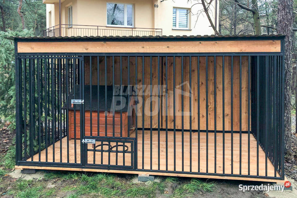 Kojec psów 3x2m Wiatrołap Drewniana podłoga