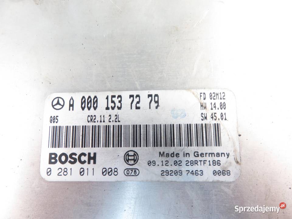 STEROWNIK MERCEDES W203 220 CDI 0001537279