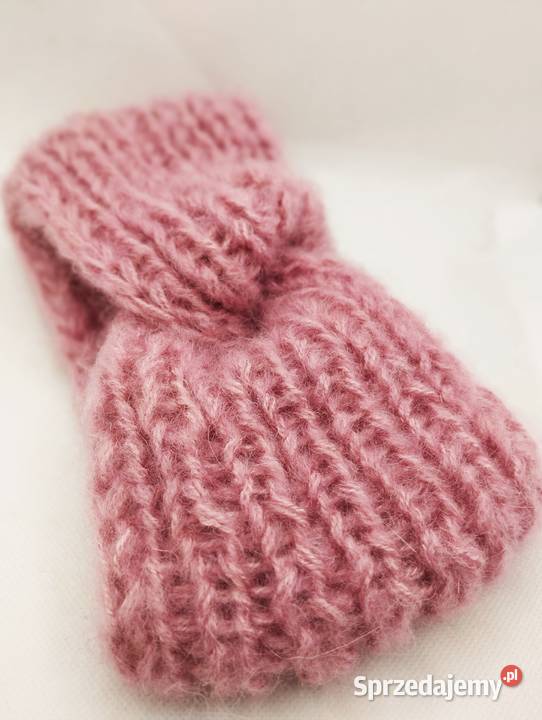 Szeroka opaska na głowę turban pudrowy róż Nakrycia głowy warmińsko-mazurskie Olsztyn