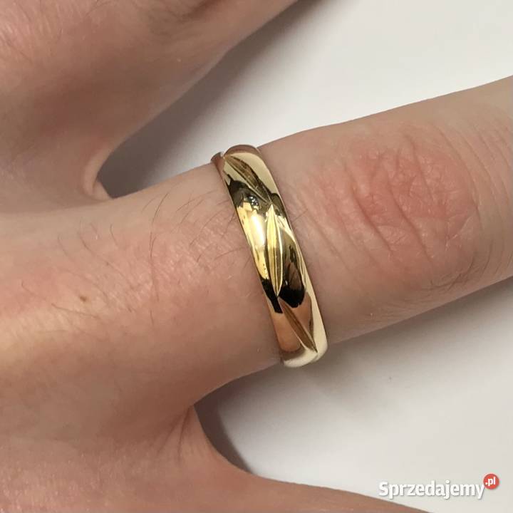 OBRĄCZKA męska z żółtego złota 585 14K ZDOBIONA