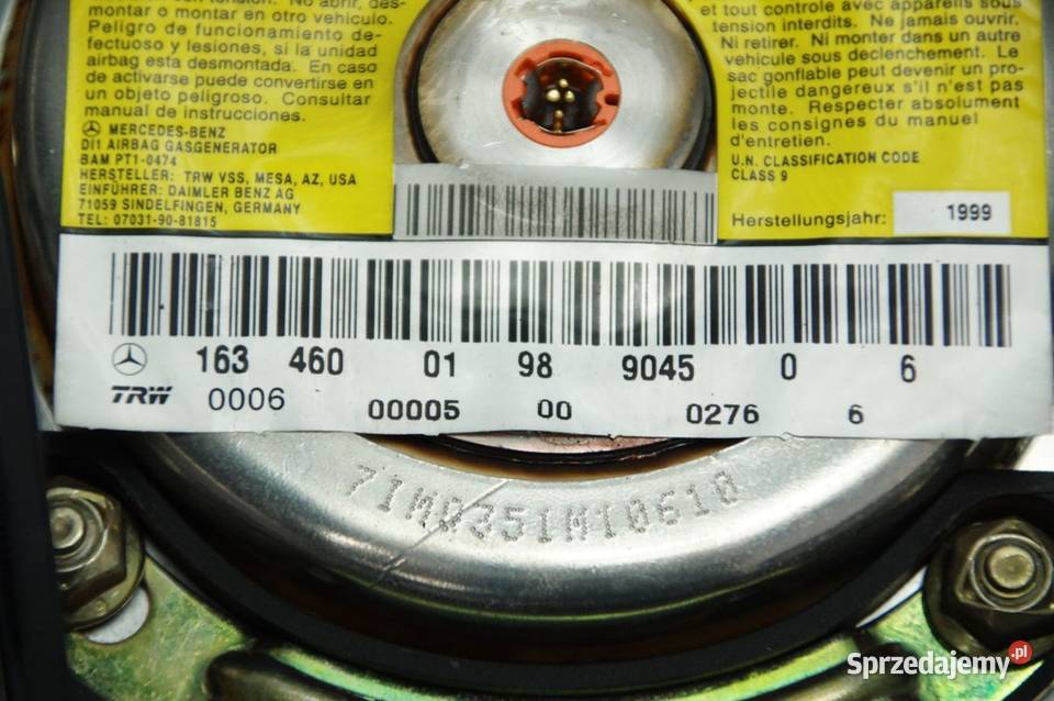 PODUSZKA AIRBAG MERCEDES ML W163 1634600198 osobowe Lipno