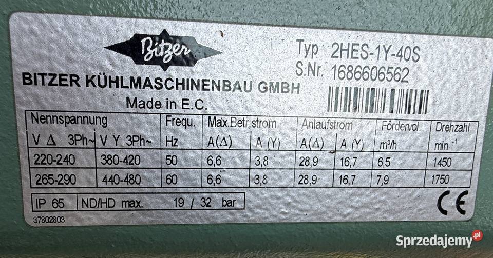 Agregat Bitzer 42 kW5C 40C 2HES1Y40S Paczków