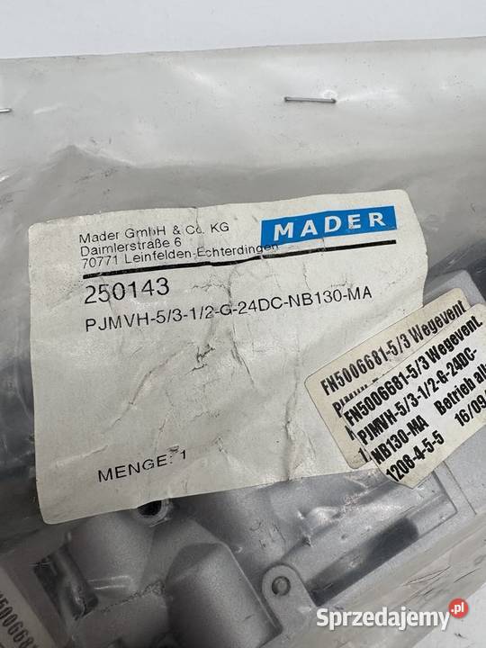 Mader PJMVH 5 3 1 2 G 24DC NB130 MA Elektrozawór mazowieckie