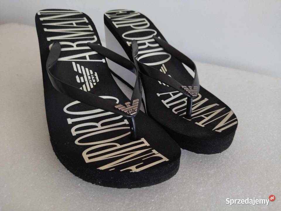 EMPORIO ARMANI EA7 klapki na koturnie modne Rzeszów