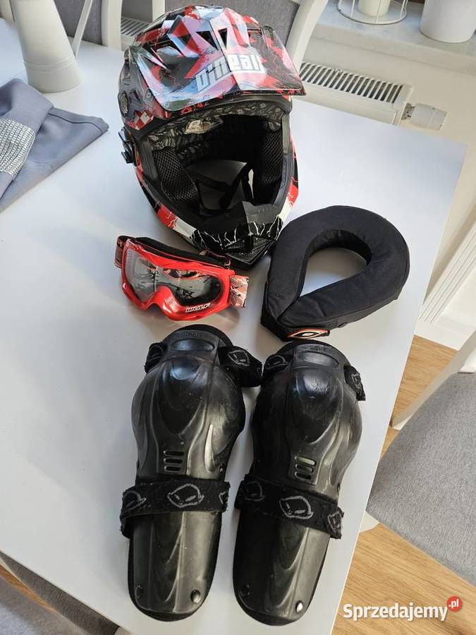 Kask Oneal dzieciecy rozmiar s gogle ochraniacze Paproć