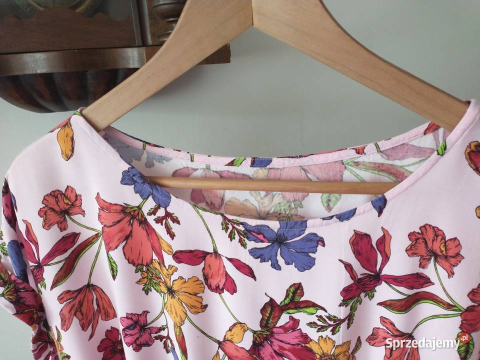 Kwiecista sukienka tunika oversize kolorowy Łódź