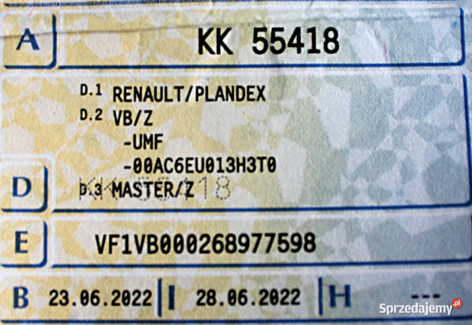 Renault Master Winda 8Palet SalonPL FV23 Renault