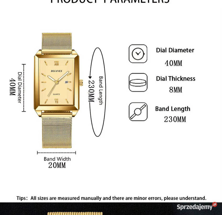 Zegarek męski DIJANES płaski i lekki Nowy ładny Warszawa