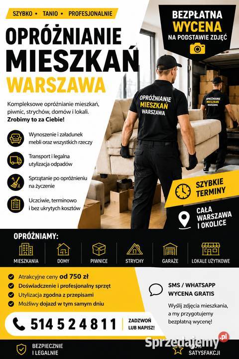Kompleksowe opróżnianie mieszkań i Przeprowadzki Usługi Warszawa