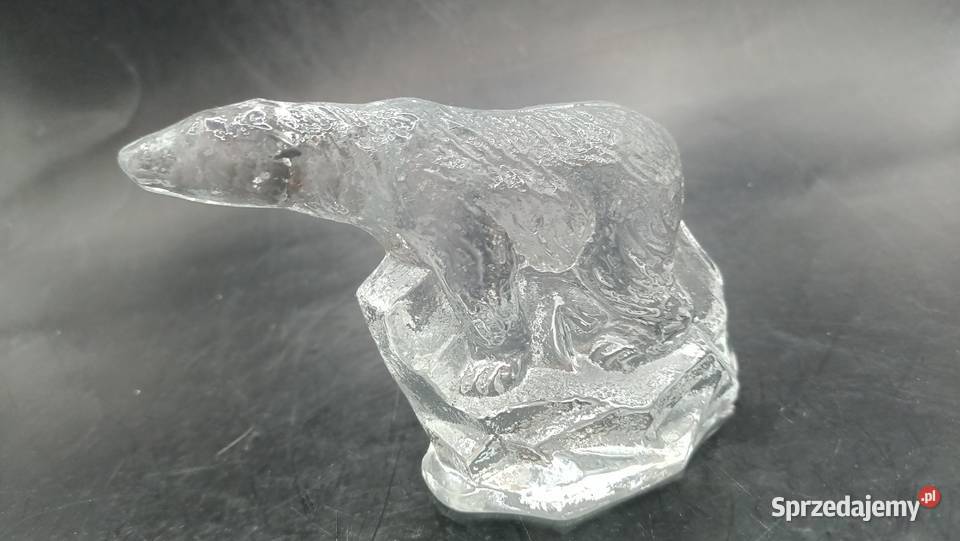 Zabytkowy przycisk do papieru szklany niedźwiedź Porcelana i szkło Zamość