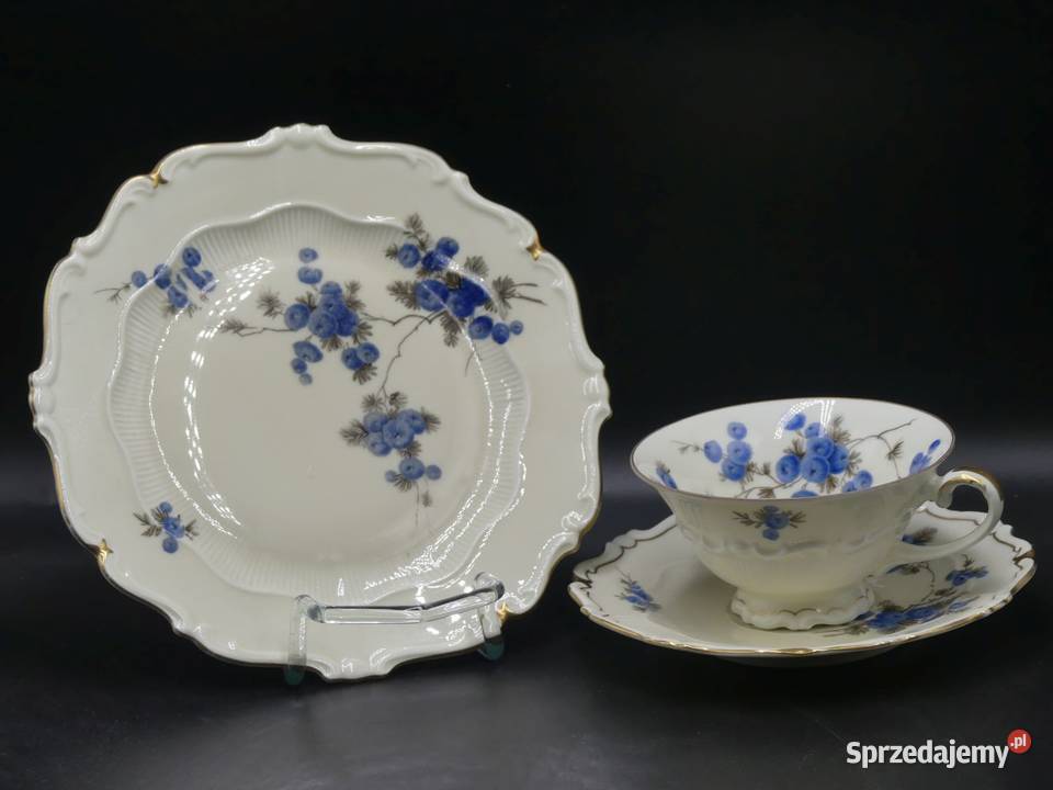 Komplet śniadaniowy Sorau Żary niebieskie Mimozy