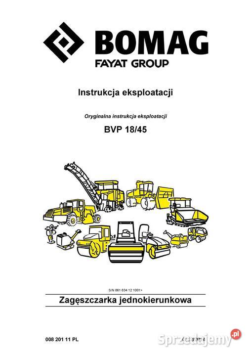 Instrukcja obsługi DTR BOMAG BVP 1845 małopolskie Brzesko