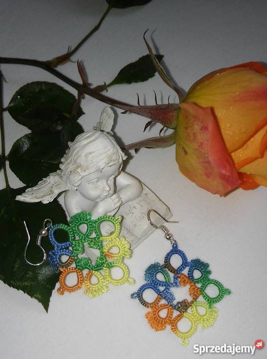Kolczyki Frywolitkowe Biżuteria dla Pań Wiśniowa sprzedam