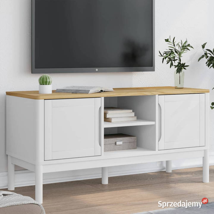 Szafka RTV FLORO biała 114x43x55 lite drewno mazowieckie