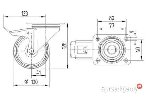 Koła skrętne z poliamidu 100 mm 3477UOJ100P62 Kamionna