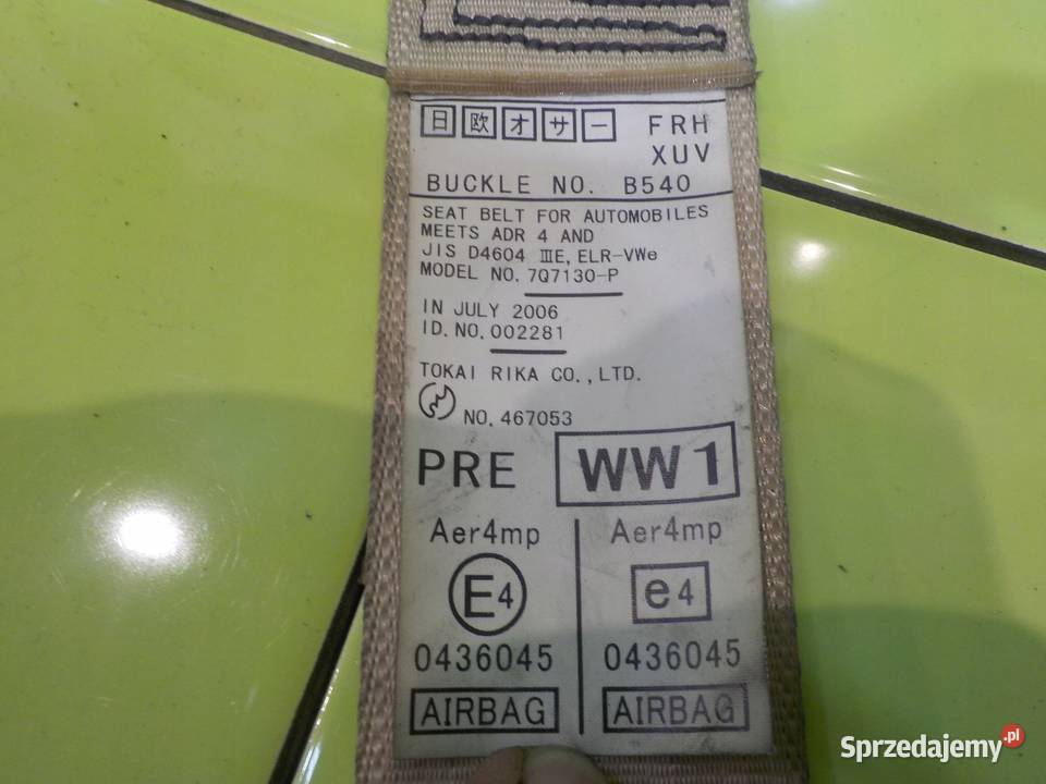 SUBARU B9 TRIBECA 06r pas bezpieczenstwa prawy Suków sprzedam