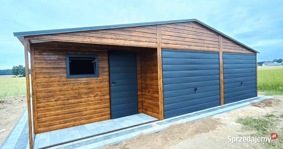 Garaż Blaszany Drewnopodobny 12x6 Poziom Profil Łódź