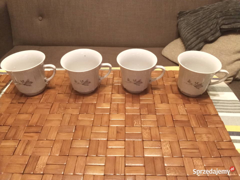Prl Filiżanki porcelana Chodzież kwiaty 4 biały Łódź