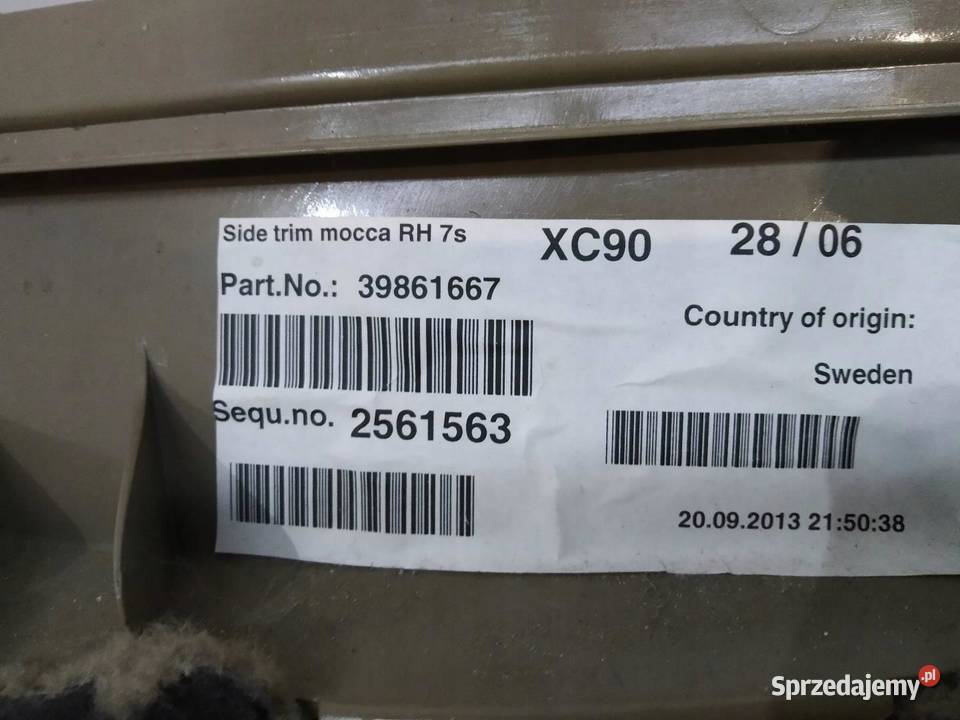 TAPICERKA BOCZEK BAGAŻNIKA LEWA PRAWA KOMPLET