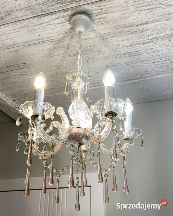 Francuski Żyrandol vintage 8 Lampa 5ram róż wielkopolskie