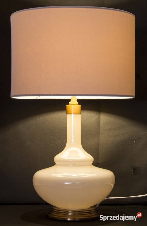 Dekoracyjna szklana biała duża lampa stołowa Lublin sprzedam