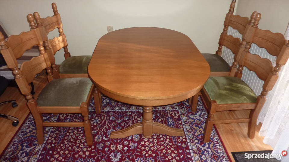 Stół rozkładany 100x160x200 4 krzesła z litego Łódź