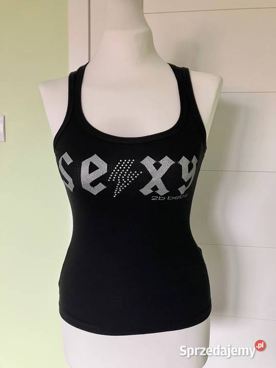 Nowy top bluzka sexy Bebe czarny USA bawełna Nisko