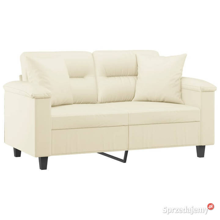 2osobowa sofa z poduszkami kremowa 120 sztuczna mazowieckie Warszawa