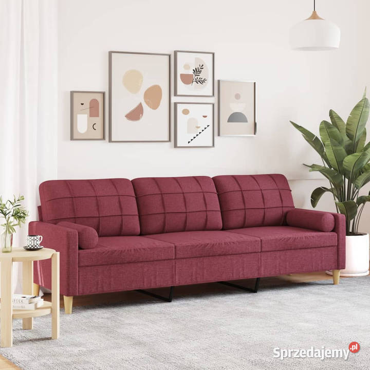 3osobowa sofa z poduszkami winna czerwień 210 Warszawa
