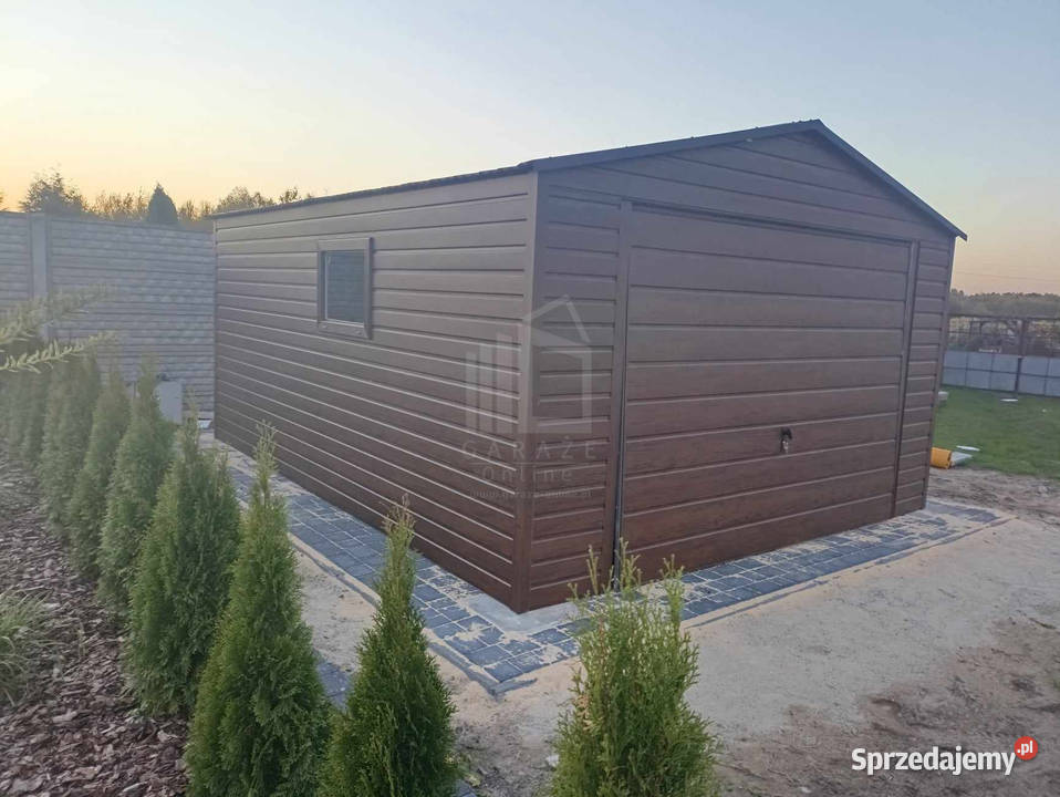 Garaż blaszany 4x5m Brama uchylna drzwi okno Morąg
