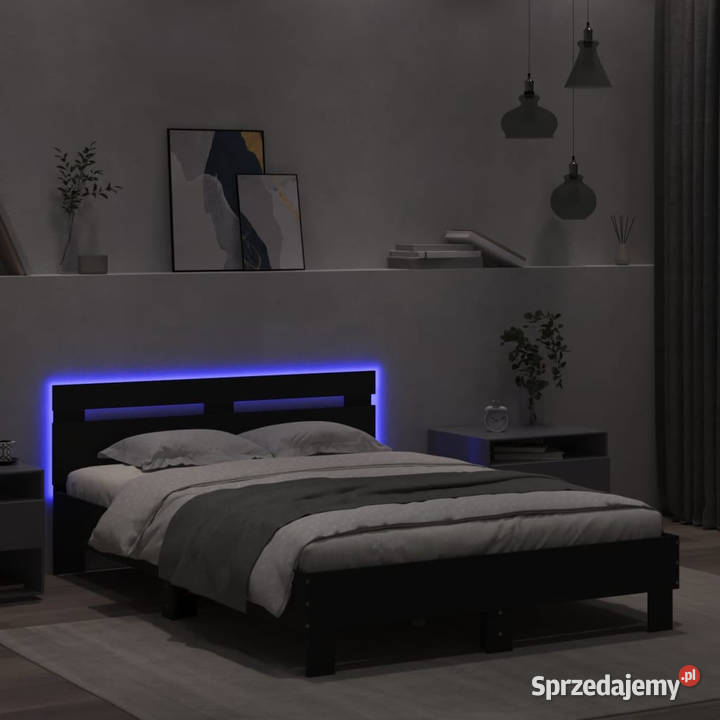 Rama łóżka z wezgłowiem i LED czarna 120x190 Warszawa