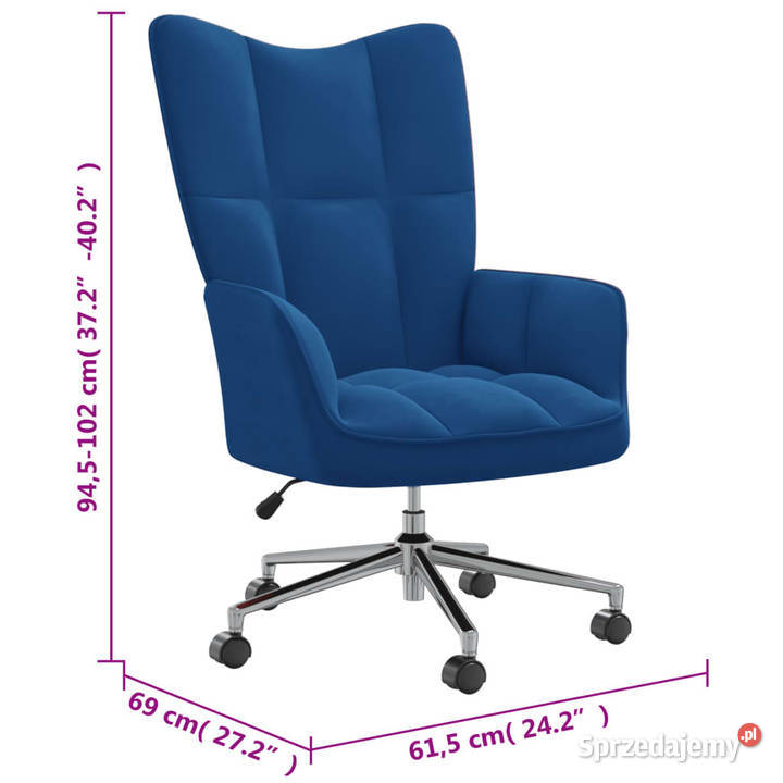 Fotel niebieski obity aksamitem WM328171 Fotele Warszawa
