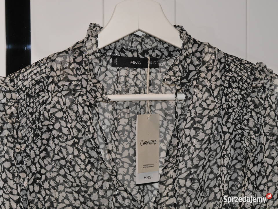 Mango piękna bluzka metaliczna nitka 34 XS szary/srebrny dolnośląskie Wrocław