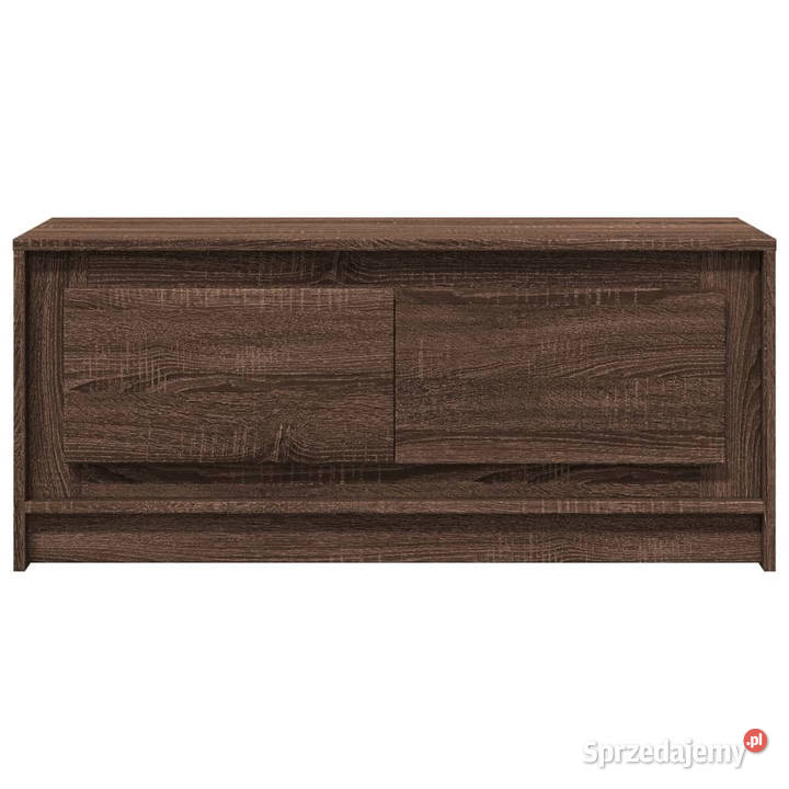 Stolik kawowy z LED brązowy dąb materiał