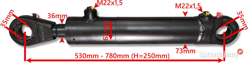 Siłownik Hydrauliczny 63x36 Skok 250 Mocowania Solec Kujawski