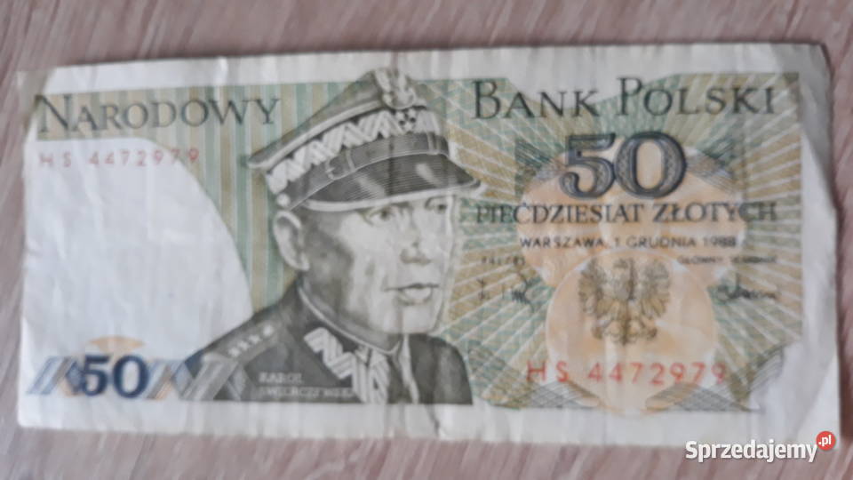 50 złotych 1 XII 1988 r seria HS 1 wielkopolskie Konin sprzedam