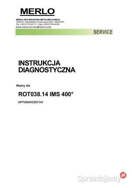 Roto Merlo 3816 instrukcja serwisowa Kultura i Rozrywka Kielce