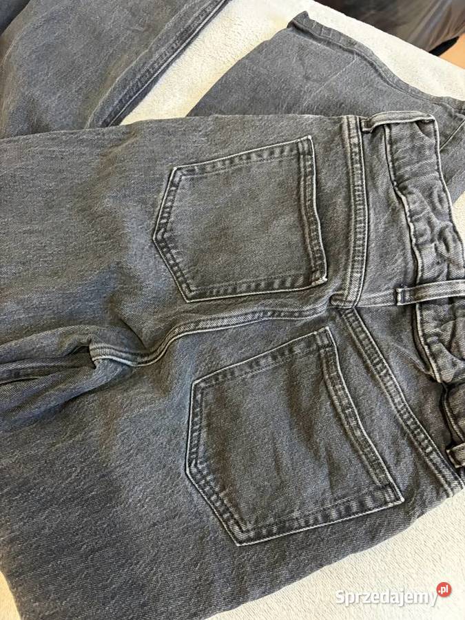 Spodnie dżinsy jeansy high waist wide leg czarne Jasło