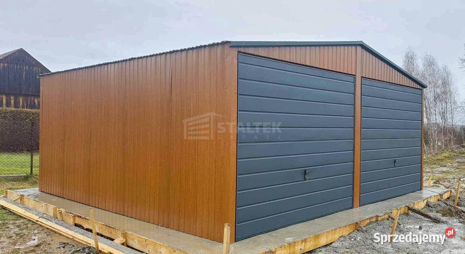 Garaz blaszany 6x6m 2x brama uchylna drzwi dach samodzielny Łęczyca sprzedam
